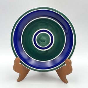 Vintage 1990s Gibson Housewares Oceanside Blue Green Stripe Salad Plate 7.5"